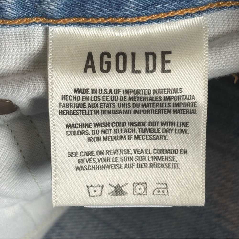 Agolde Riley High Rise Crop Jeans Womens 26 Light Wash Knee Rip - Picture 6 of 12